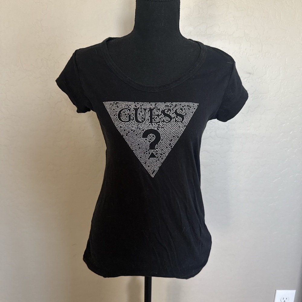 GUESS Black and Silver Graphic Tee